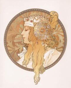 Mucha, Alphonse Marie - Reprodukcija umjetnosti Byzantine head of a blond maiden, (30 x 40 cm)
