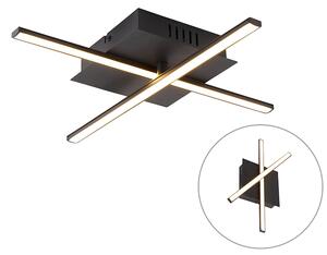 Moderna stropna svjetiljka crna s LED diodom u 3 koraka - Cruz