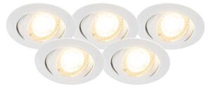 Set od 5 ugradbenih bijelih reflektora uključujući LED 3-stupanjsko prigušivanje - Mio