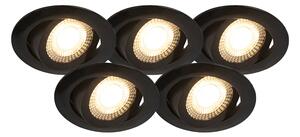 Komplet od 5 modernih ugradnih reflektora crne boje, uključujući LED diodu u 3 koraka, zatamnjivu - Mio