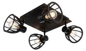 Industrijska stropna svjetiljka crna 4-svjetlo - Fotu