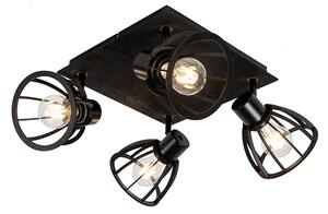 Industrijska stropna svjetiljka crna 4-svjetlo - Fotu