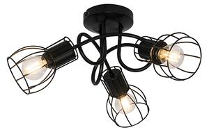 Moderna stropna svjetiljka crna 40 cm okrugla 3 svjetla - Botu