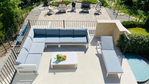 Aluminijski vrtni kutni sofa set od 5 elementa u bijeloj boji – Barbados vrtni namještaj