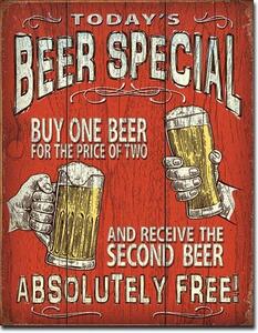 Metalni znak Todays Beer Special, (30 x 42 cm)