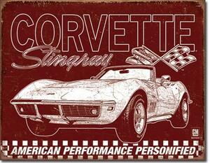 Metalni znak Corvette - 69 StingRay, (30 x 42 cm)