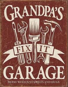 Metalni znak Grandpa's Garage, (32 x 41 cm)