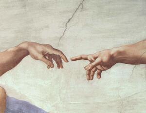 Michelangelo Buonarroti - Reprodukcija umjetnosti Hands of God and Adam, detail, (40 x 30 cm)