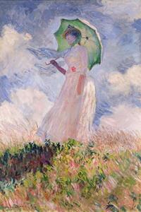 Claude Monet - Reprodukcija umjetnosti Woman with Parasol turned to the Left, 1886, (26.7 x 40 cm)