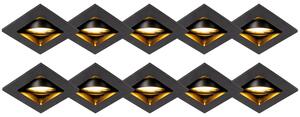 Komplet od 10 ugradbenih reflektora crne podesive - Qure