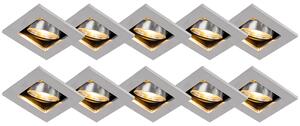 Komplet od 10 ugradbenih reflektora aluminij - Qure