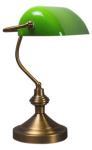 Klasična stolna/notarska lampa brončana sa zelenim staklom - Bankar