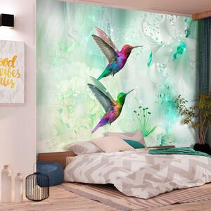Samoljepljiva foto tapeta - Colourful Hummingbirds (Green)