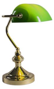 Klasična stolna/bilježnička svjetiljka mesing sa zelenim staklom - Bankar