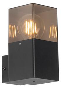 Moderna vanjska zidna svjetiljka crna IP44 s efektom dimnog stakla - Danska
