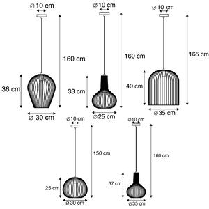 Set od 5 dizajnerskih visećih svjetiljki crne boje - Žice