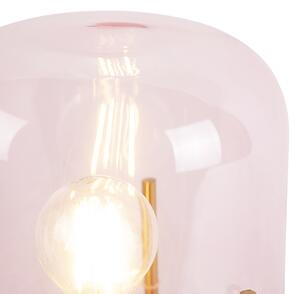 Art Deco stolna svjetiljka od mesinga ružičastog stakla - Bliss