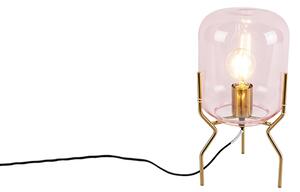 Art Deco stolna svjetiljka od mesinga ružičastog stakla - Bliss