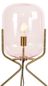 Art Deco podna svjetiljka mesing s ružičastim staklom - Bliss