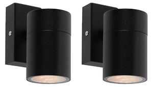 Komplet od 2 vanjske zidne svjetiljke crni nehrđajući čelik IP44 - Solo