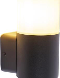 Moderna vanjska zidna svjetiljka crna s opalovim hladom IP44 - Odense
