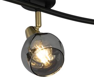Stropna svjetiljka zlatna 56 cm s dimnim staklom 3-svjetla - Vidro
