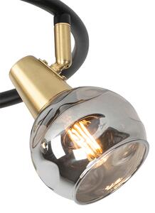 Stropna svjetiljka crna 44,5 cm s dimnim staklom 3-svjetla - Vidro