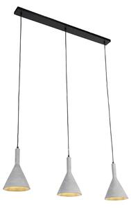 Industrijska viseća svjetiljka siva s crnom 3 svjetla - Steypa