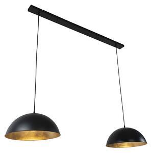 Industrijska viseća svjetiljka crna sa zlatnim 2 svjetla - Magnax