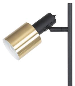 Dizajnerska podna lampa crna sa zlatnim 2 svjetla - Stijn