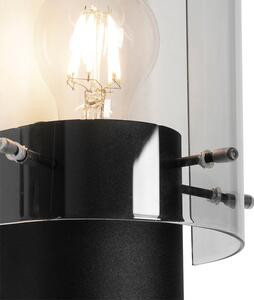 Moderna zidna svjetiljka crna s dimnim staklom - Vidra