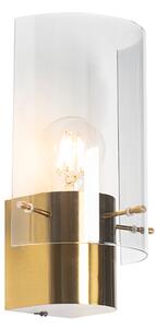 Vintage zidna svjetiljka mesing s dimnim staklom - Vidra