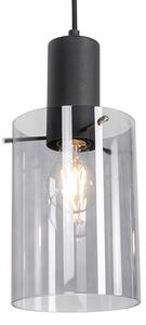 Viseća svjetiljka crna s dimnim staklom 3-svjetla - Vidra