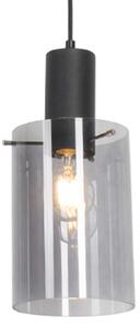 Vintage viseća svjetiljka crna s dimnim staklom - Vidra