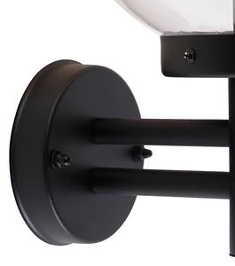 Vanjska zidna svjetiljka crna s prozirnim staklom uključujući detektor pokreta - Sfera