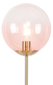 Art Deco podna svjetiljka mesing s ružičastim staklom - Pallon Mezzi