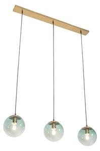 Art Deco viseća svjetiljka mesing sa zelenim staklom 3 svjetla - Pallon Mezzi