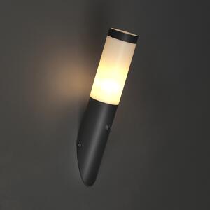 Moderna vanjska zidna lampa tamno siva svjetlo-tamno senzor IP44 - Rox
