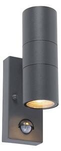 Vanjska zidna svjetiljka antracit 2 svjetla IP44 sa senzorom pokreta - Duo