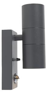 Vanjska zidna svjetiljka antracit 2 svjetla IP44 sa senzorom pokreta - Duo