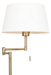 Klasična podna svjetiljka brončana s bijelom podesivom sjenilom - Ladas Fix
