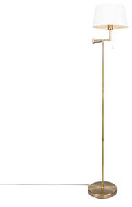Klasična podna svjetiljka brončana s bijelom podesivom sjenilom - Ladas Fix