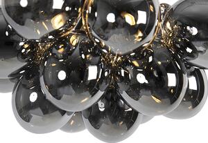 Dizajn stropne svjetiljke crne boje s dimnim staklom 4-svjetla - Uvas