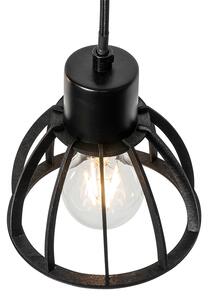 Industrijska viseća svjetiljka crna 4-svjetlo - Fotu