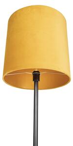 Art Deco podna svjetiljka crna sa žutom nijansom 40 cm - Simplo
