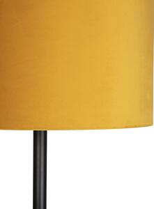 Art Deco podna svjetiljka crna sa žutom nijansom 40 cm - Simplo