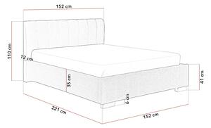 Krevet CARDIFF sa podiznom podnicom i spremištem-Svijetlo Siva-140x200 cm