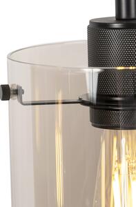 Dizajn viseća svjetiljka crna s dimnim staklom 4-svjetla - kupola