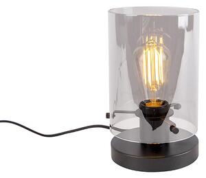 Dizajn stolna svjetiljka crna s dimnim staklom - Dome