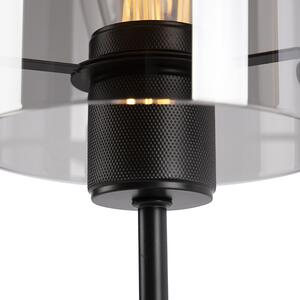 Dizajn stolne svjetiljke crne boje s dimnim staklom na standardnoj kupoli